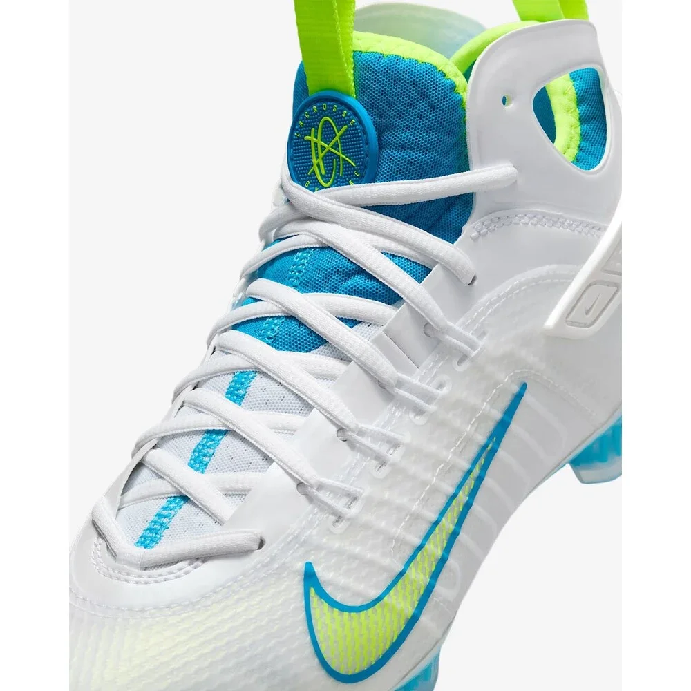 Nike Huarache 9 Elite Mid LAX SE White Blue Volt FV6149-100 Men's Size 10